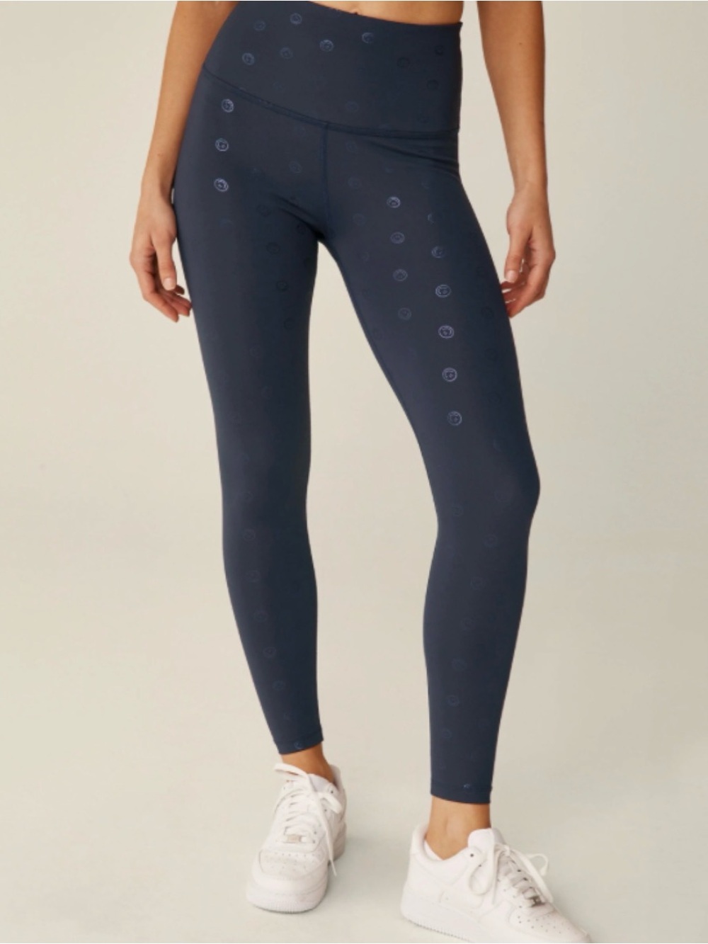 Beyond Yoga Happy Face PowerShine High Waisted Midi Leggings in navy blue